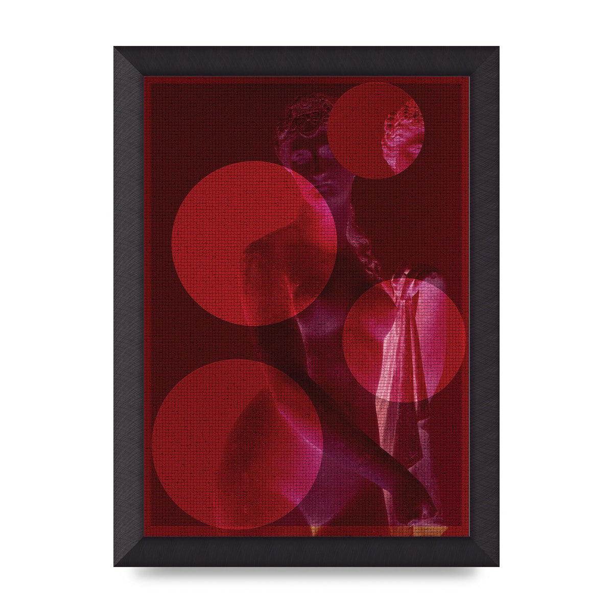 Deep Red Lofi Statue Printed Poster - A4 framed
