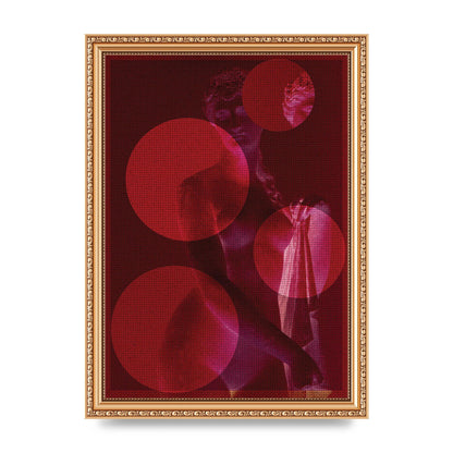 Deep Red Lofi Statue Printed Poster - A4 framed