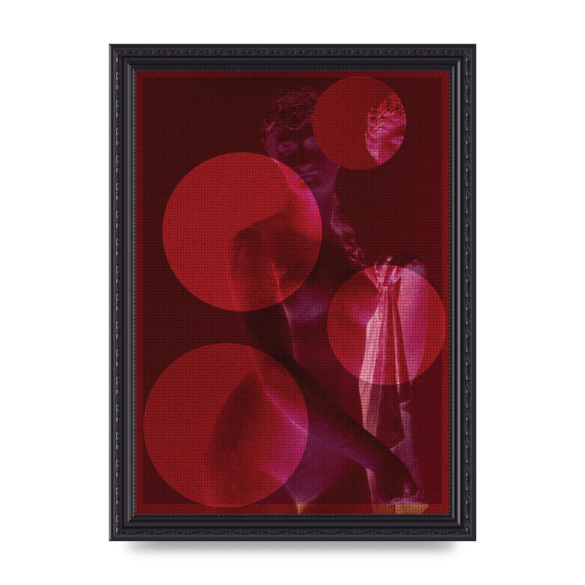 Deep Red Lofi Statue Printed Poster - A4 framed