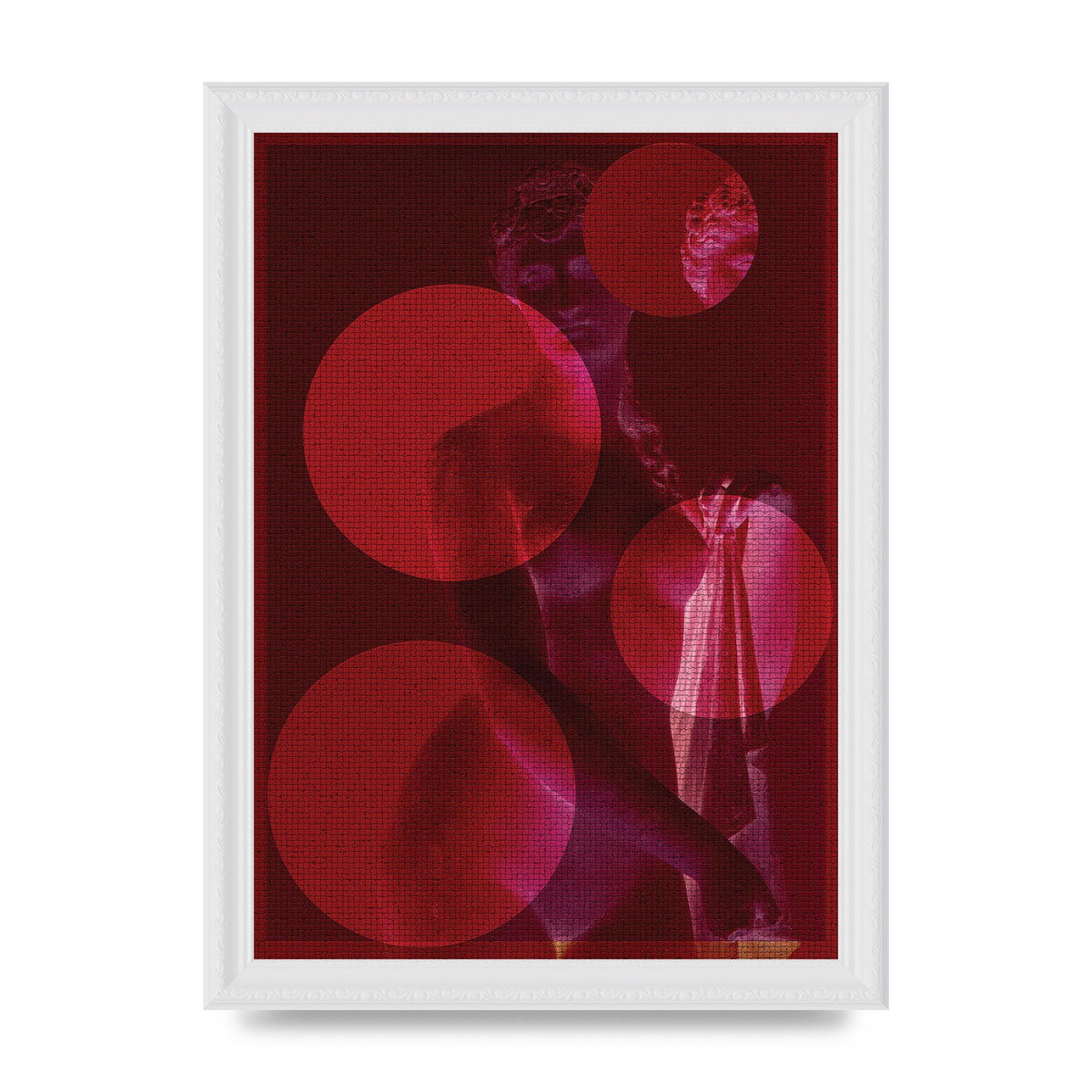 Deep Red Lofi Statue Printed Poster - A4 framed