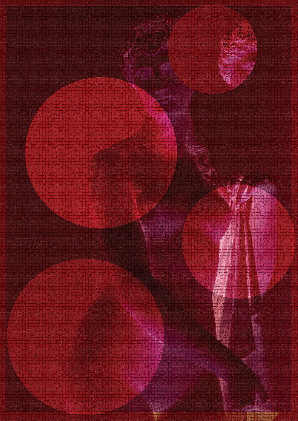 Deep Red Lofi Statue Printed Poster - detail
