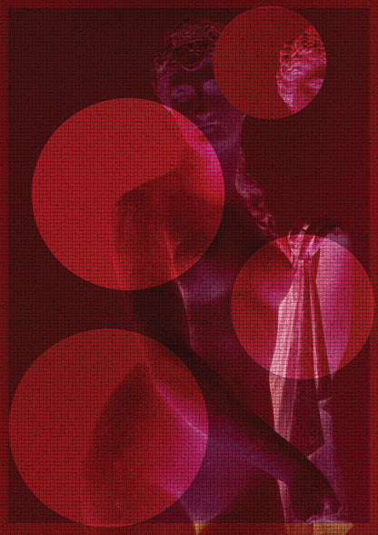 Deep Red Lofi Statue Printed Poster - detail