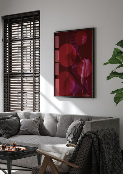 Deep Red Lofi Statue Printed Poster - living room 1