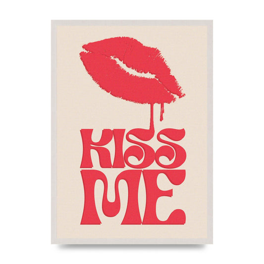 Kiss Me In Pink Printed Poster - A2 framed