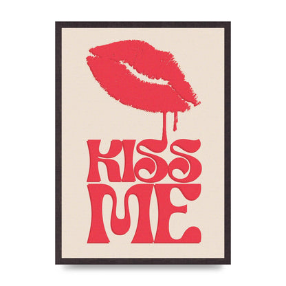 Kiss Me In Pink Printed Poster - A2 framed
