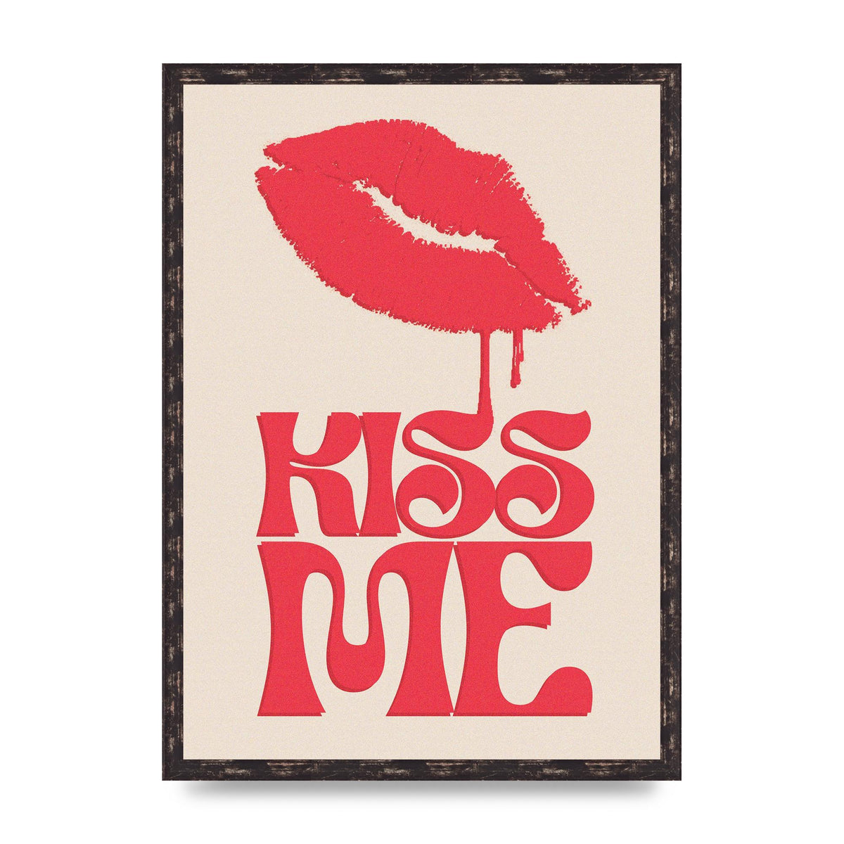 Kiss Me In Pink Printed Poster - A2 framed