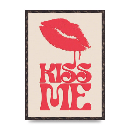 Kiss Me In Pink Printed Poster - A2 framed