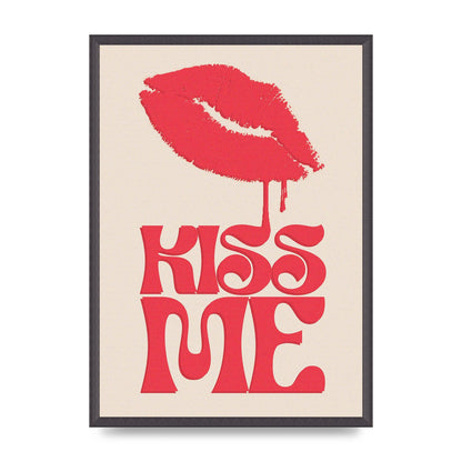 Kiss Me In Pink Printed Poster - A2 framed