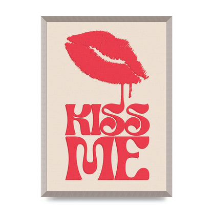 Kiss Me In Pink Printed Poster - A2 framed