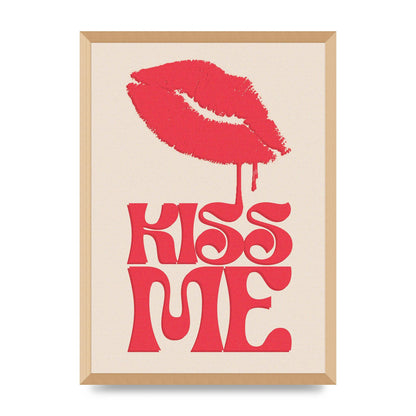 Kiss Me In Pink Printed Poster - A2 framed