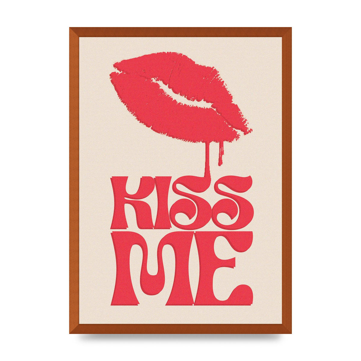 Kiss Me In Pink Printed Poster - A2 framed