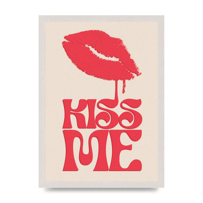 Kiss Me In Pink Printed Poster - A3 framed