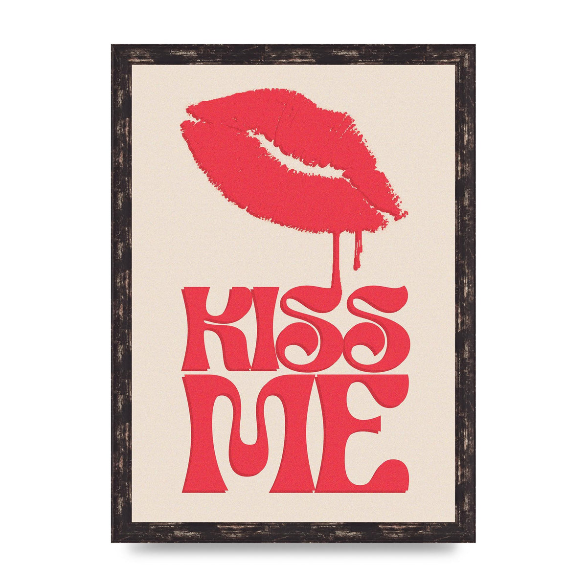 Kiss Me In Pink Printed Poster - A3 framed