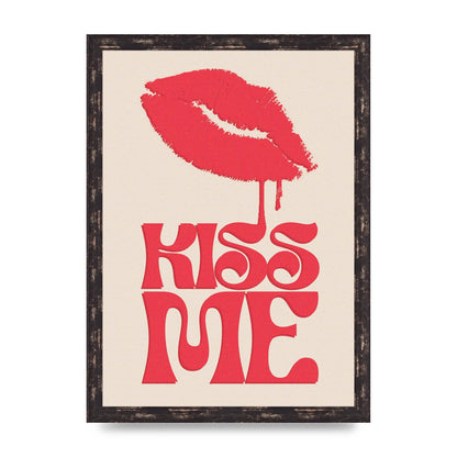 Kiss Me In Pink Printed Poster - A3 framed