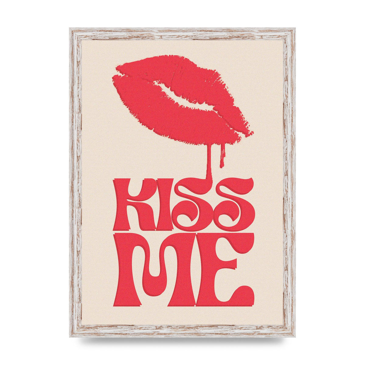 Kiss Me In Pink Printed Poster - A3 framed