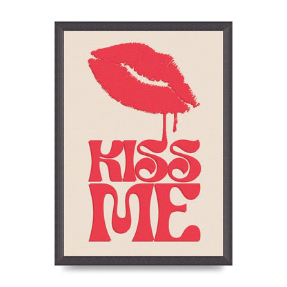Kiss Me In Pink Printed Poster - A3 framed