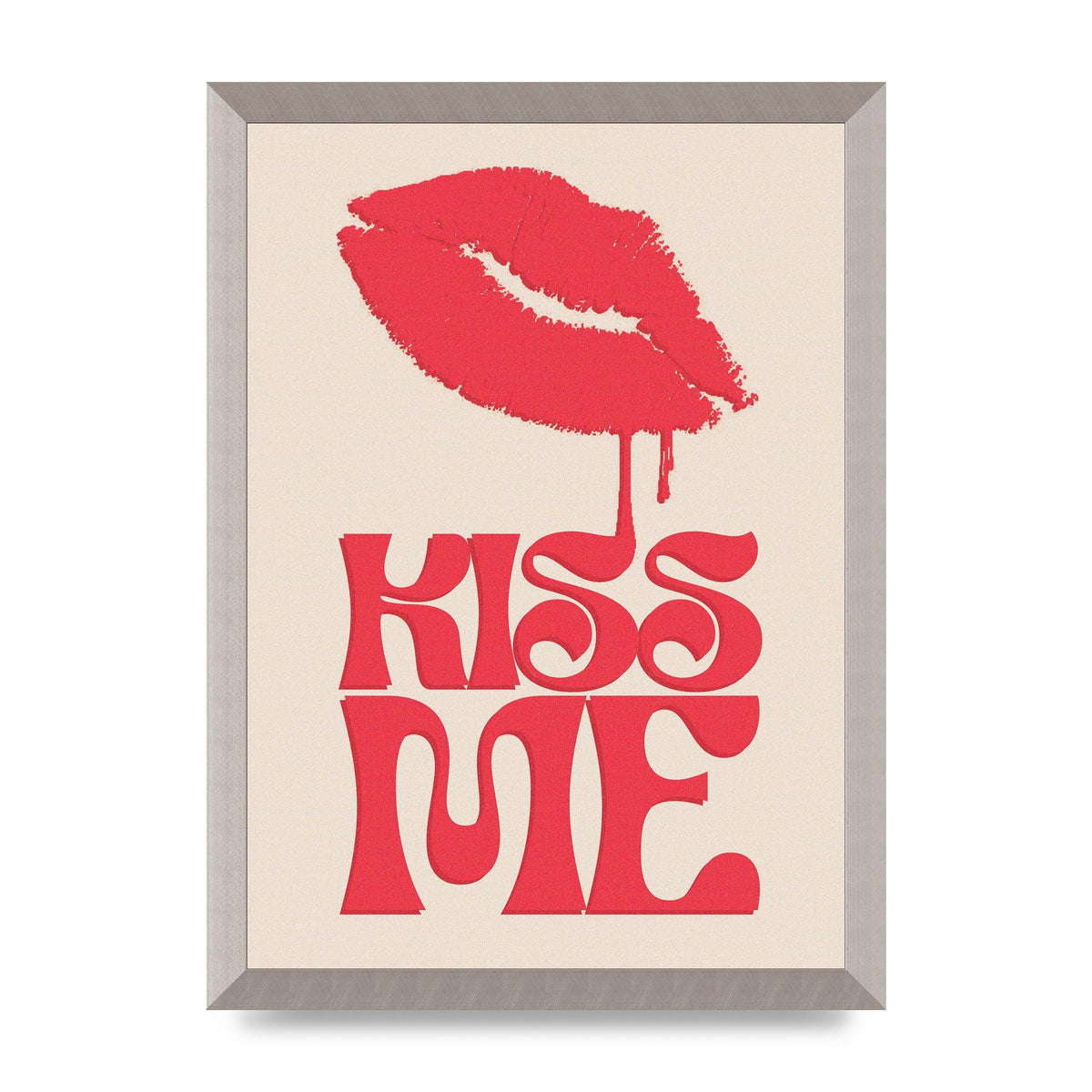Kiss Me In Pink Printed Poster - A3 framed