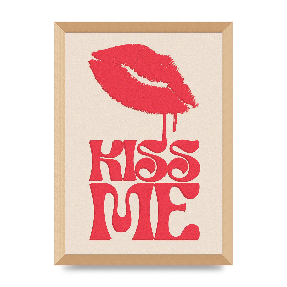 Kiss Me In Pink Printed Poster - A3 framed