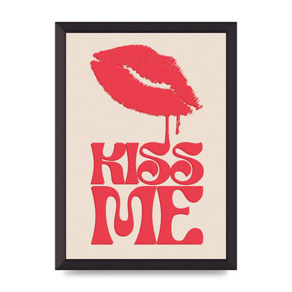 Kiss Me In Pink Printed Poster - A3 framed