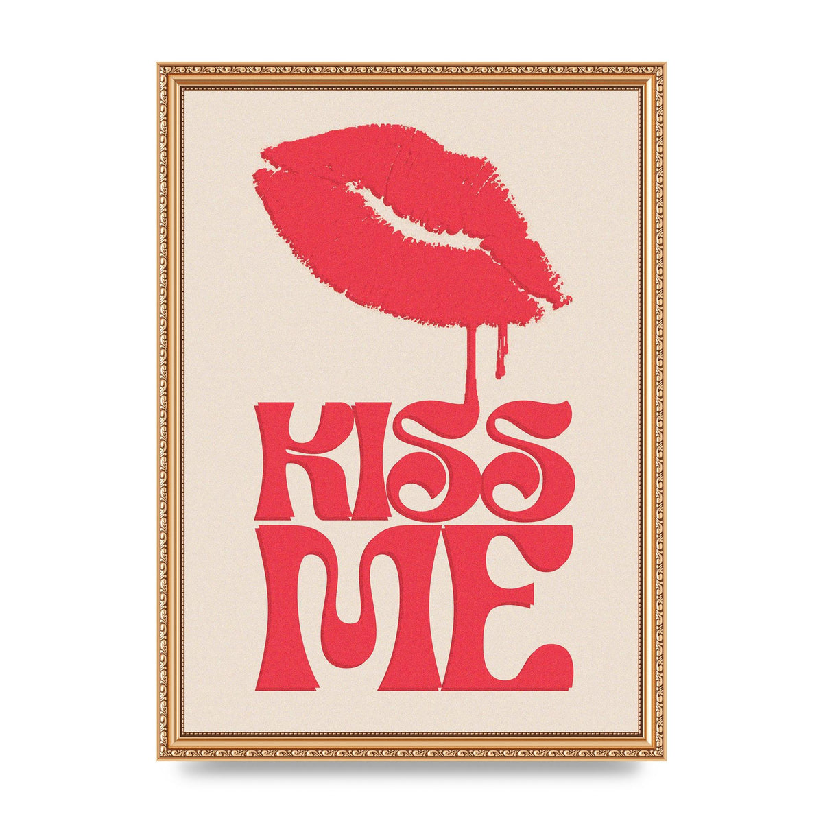Kiss Me In Pink Printed Poster - A3 framed