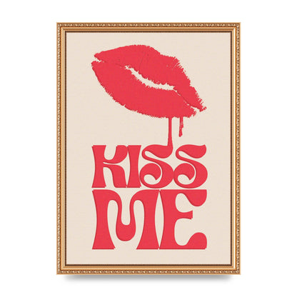 Kiss Me In Pink Printed Poster - A3 framed