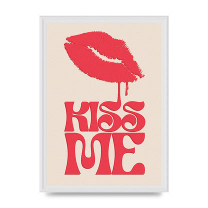 Kiss Me In Pink Printed Poster - A3 framed