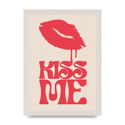 Kiss Me In Pink Printed Poster - A4 framed