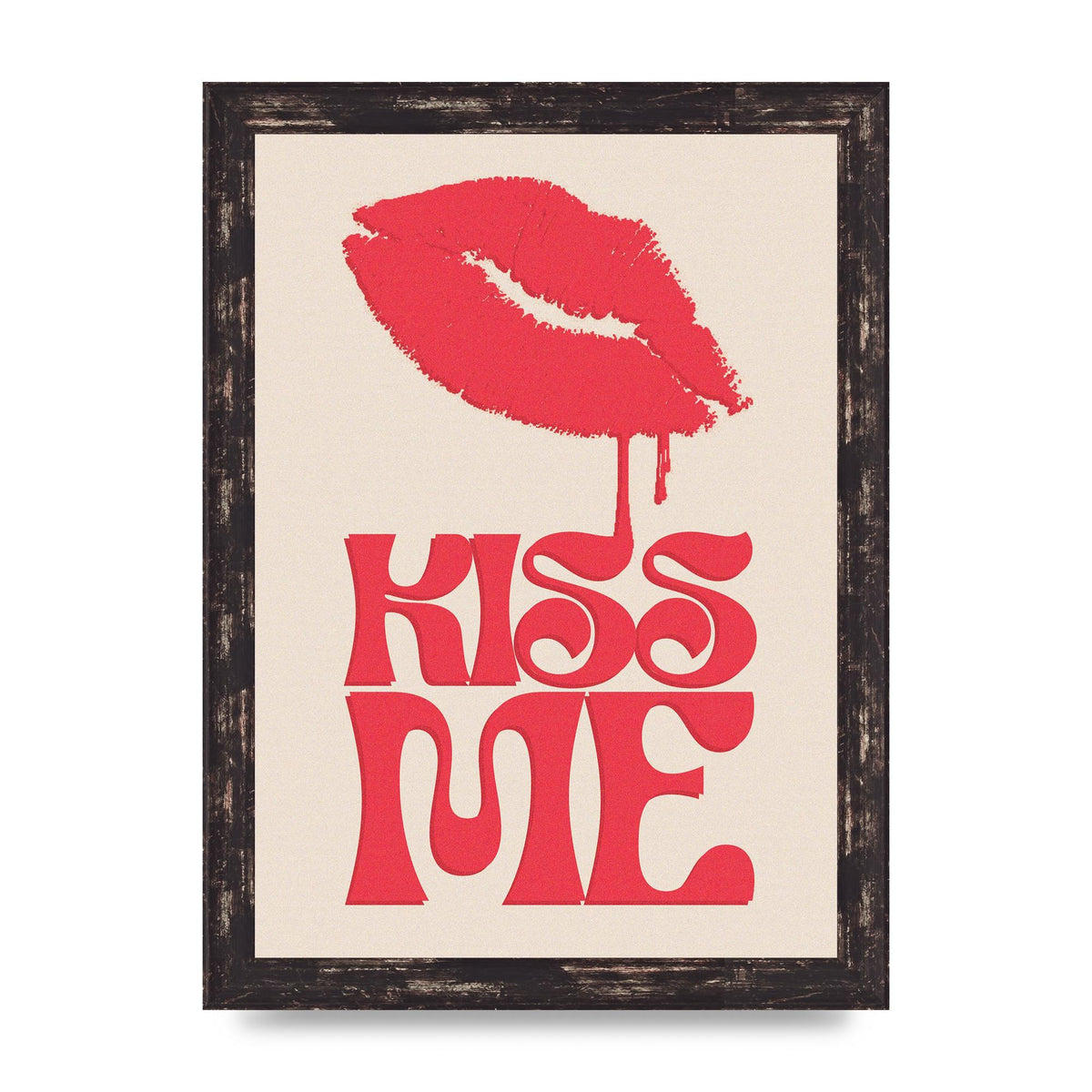 Kiss Me In Pink Printed Poster - A4 framed