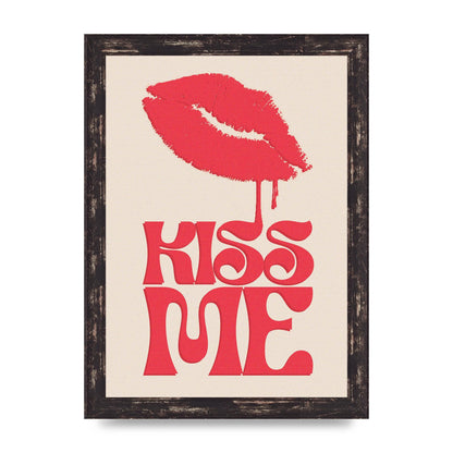 Kiss Me In Pink Printed Poster - A4 framed