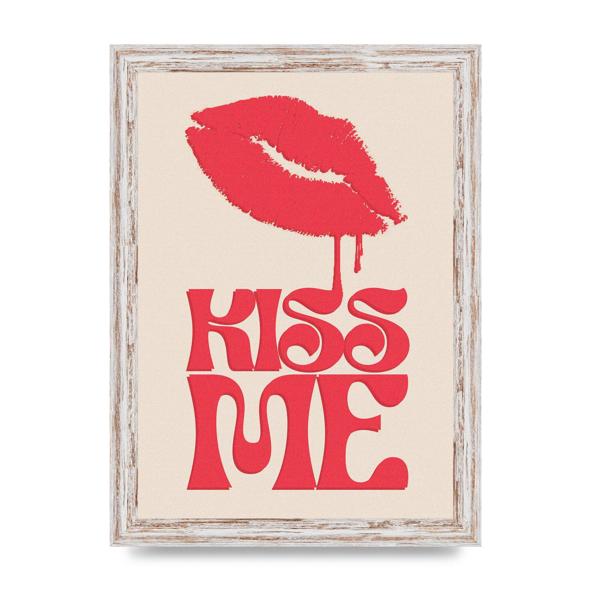 Kiss Me In Pink Printed Poster - A4 framed