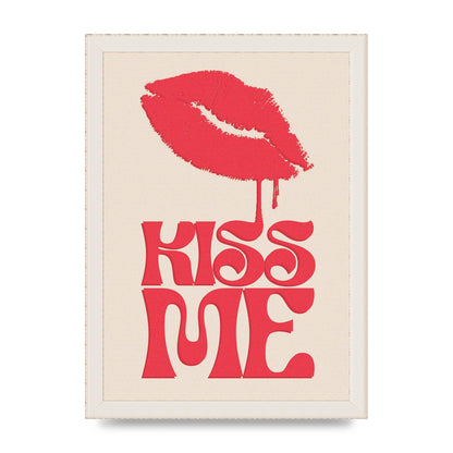 Kiss Me In Pink Printed Poster - A4 framed