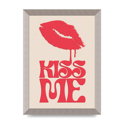 Kiss Me In Pink Printed Poster - A4 framed