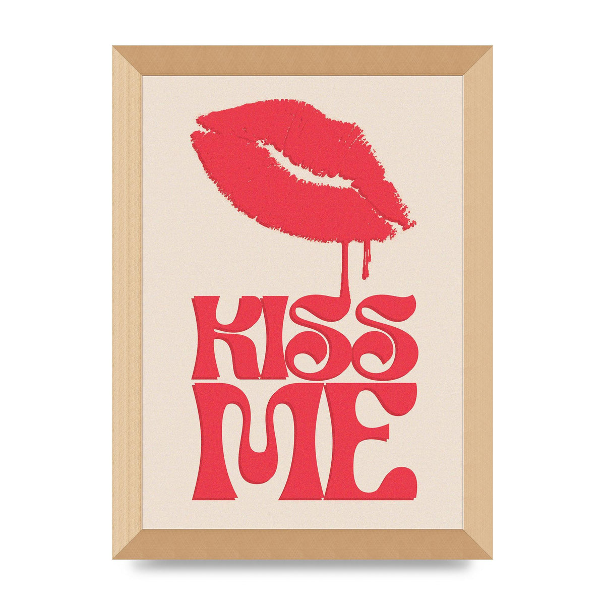 Kiss Me In Pink Printed Poster - A4 framed