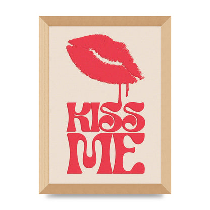 Kiss Me In Pink Printed Poster - A4 framed