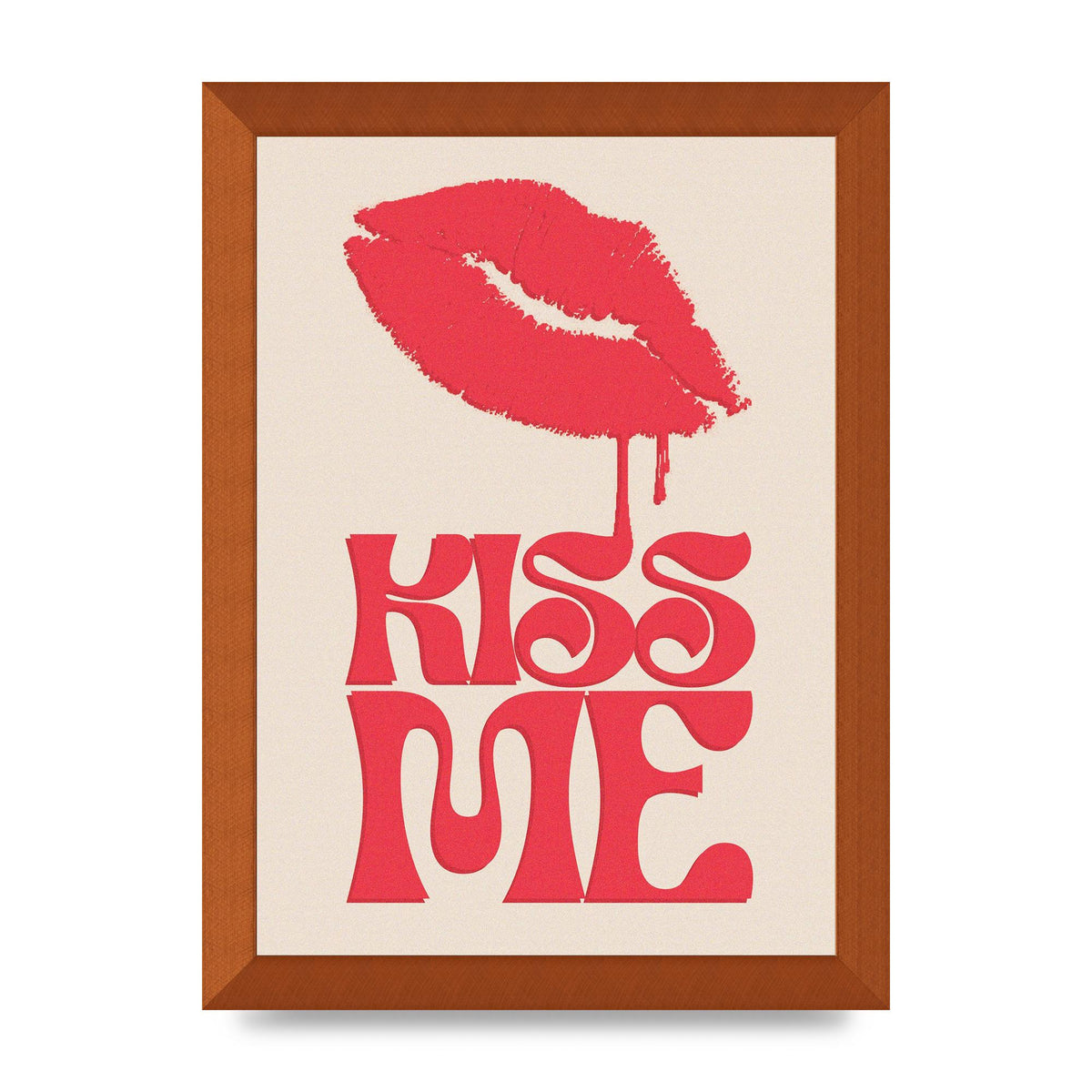 Kiss Me In Pink Printed Poster - A4 framed