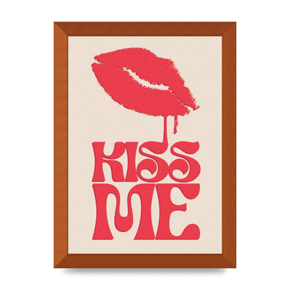 Kiss Me In Pink Printed Poster - A4 framed