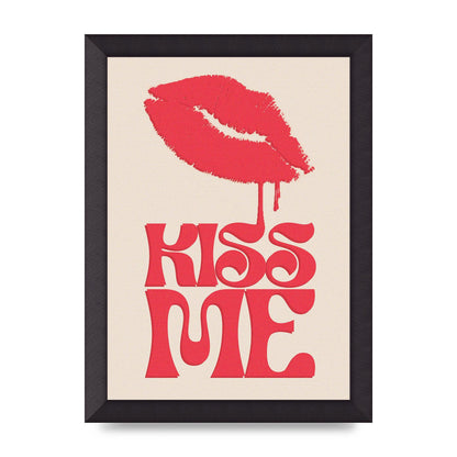 Kiss Me In Pink Printed Poster - A4 framed