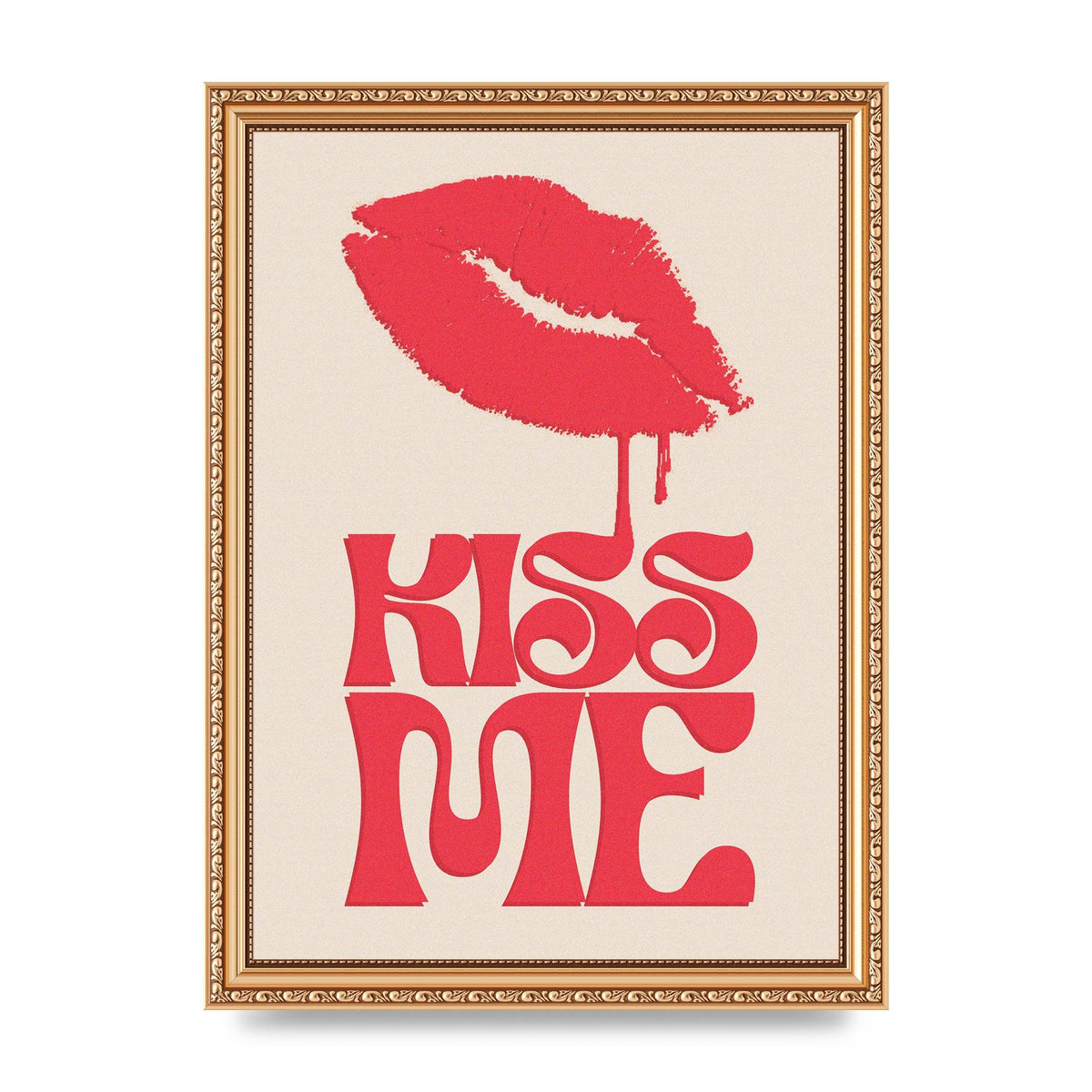 Kiss Me In Pink Printed Poster - A4 framed