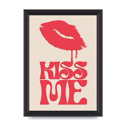 Kiss Me In Pink Printed Poster - A4 framed