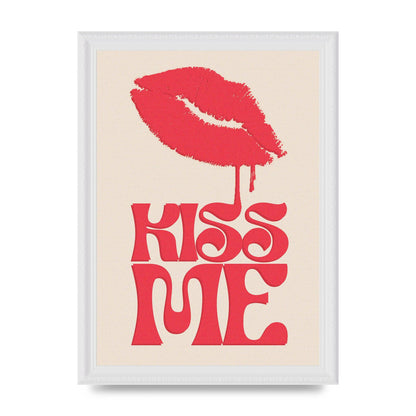 Kiss Me In Pink Printed Poster - A4 framed