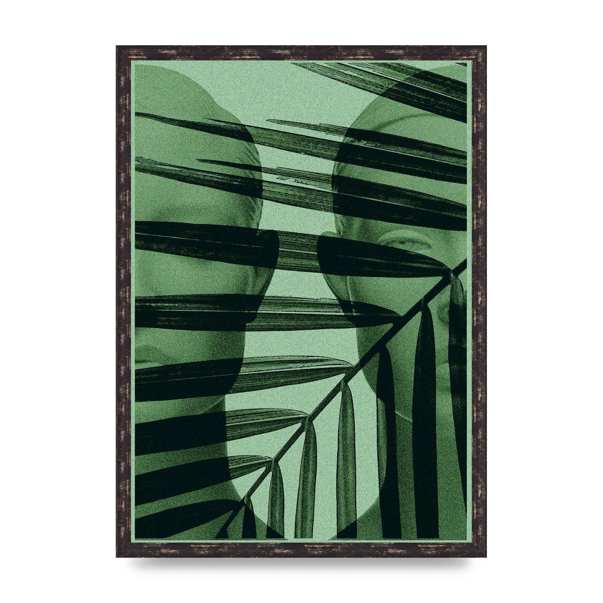 Green Tropical Face Wall Art - A2 framed