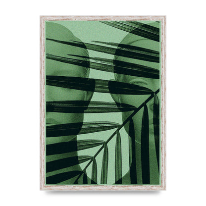 Green Tropical Face Wall Art - A2 framed
