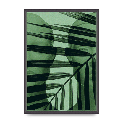 Green Tropical Face Wall Art - A2 framed