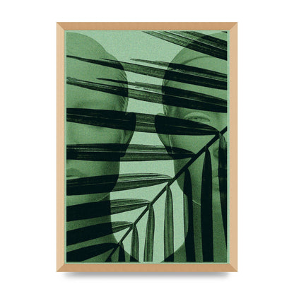 Green Tropical Face Wall Art - A2 framed