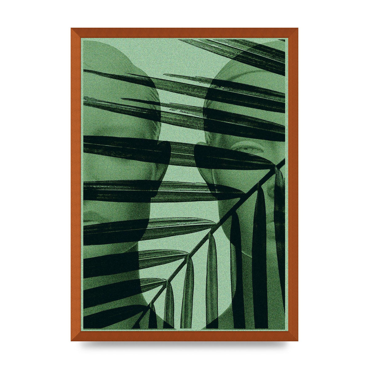 Green Tropical Face Wall Art - A2 framed