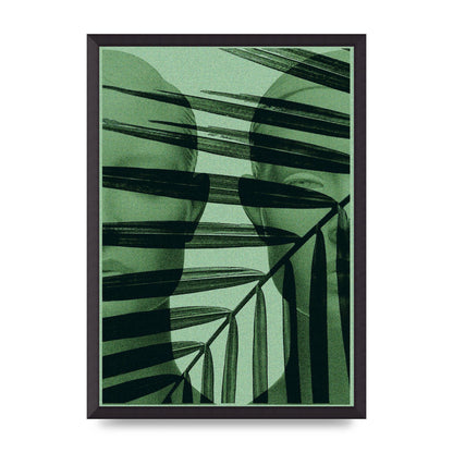 Green Tropical Face Wall Art - A2 framed