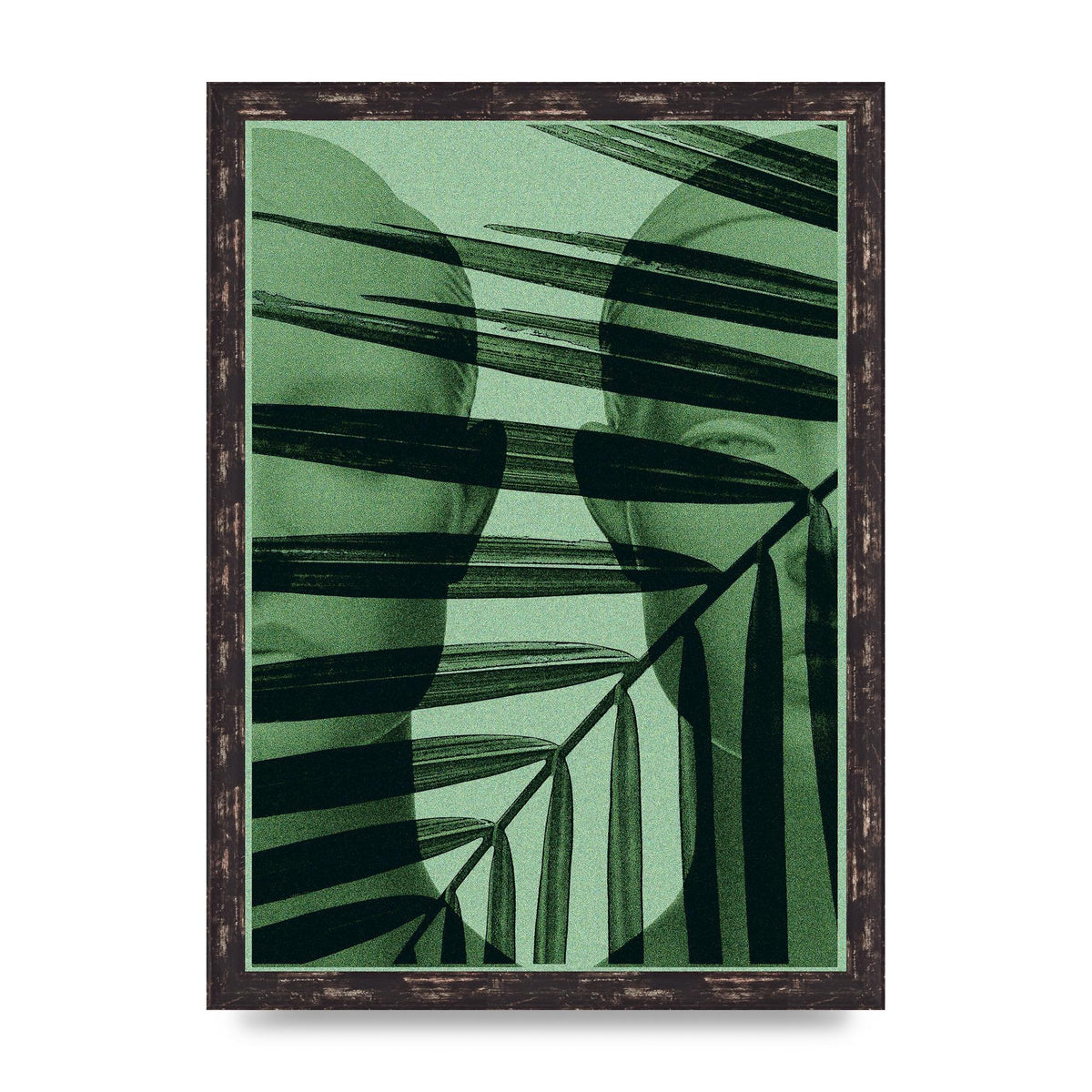 Green Tropical Face Wall Art - A3 framed