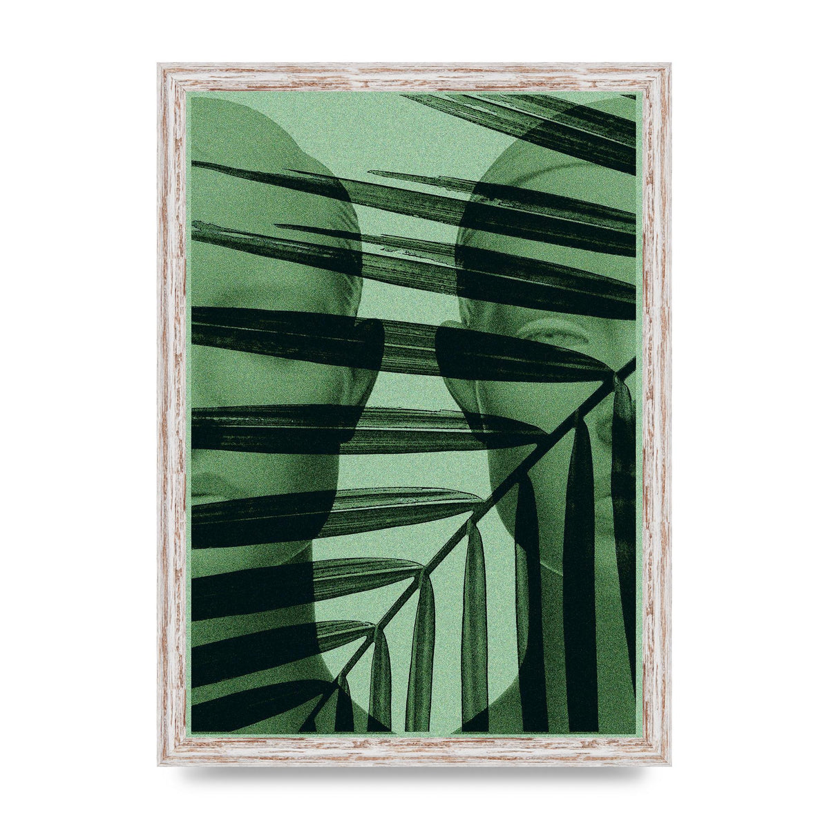 Green Tropical Face Wall Art - A3 framed
