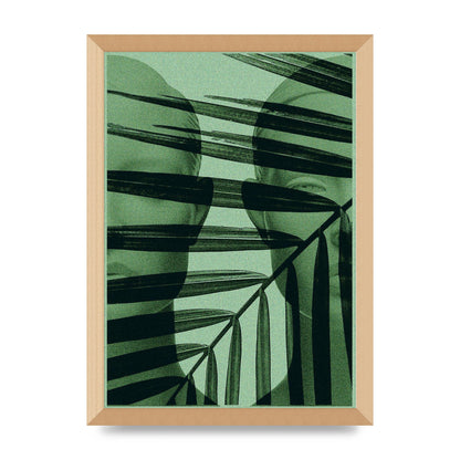 Green Tropical Face Wall Art - A3 framed
