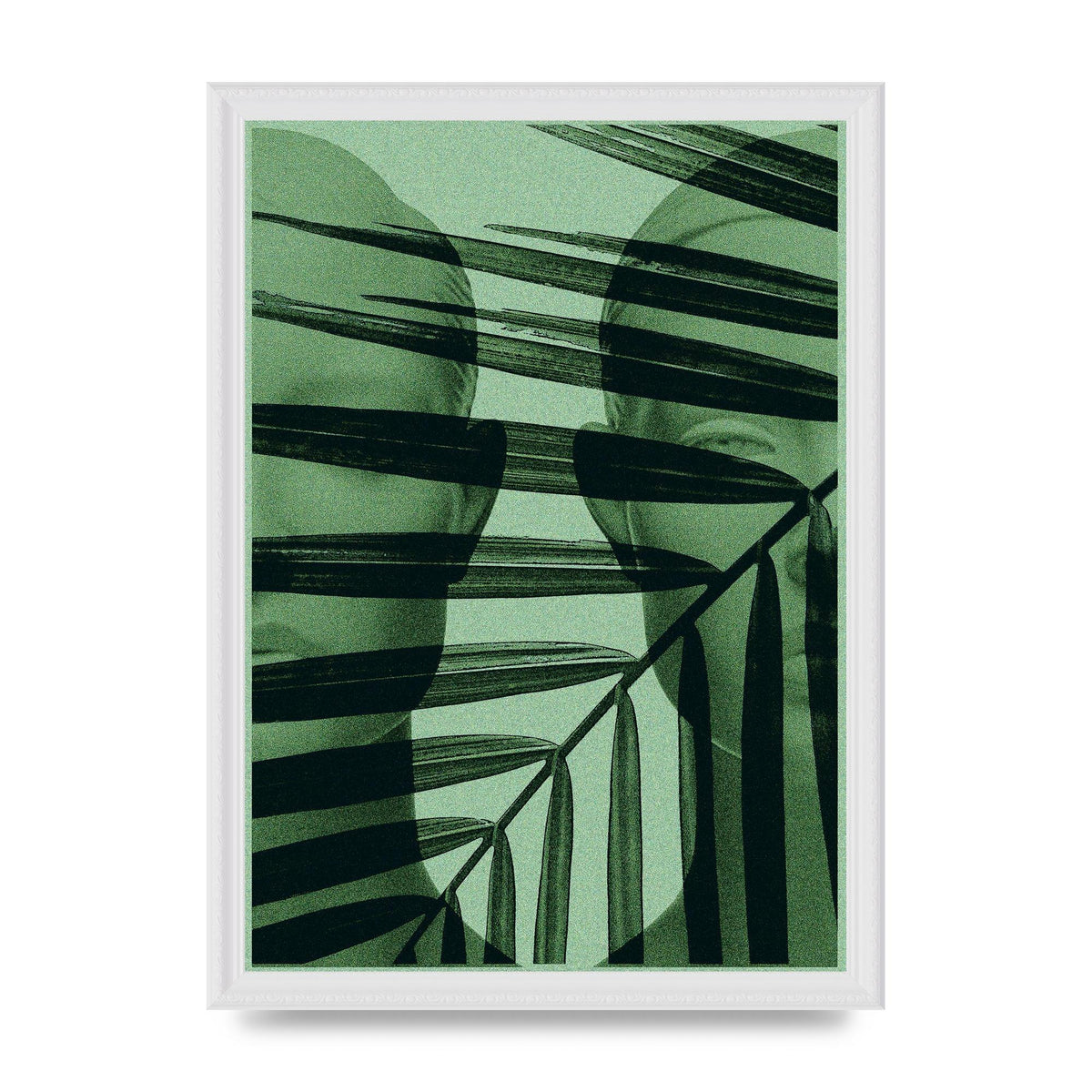 Green Tropical Face Wall Art - A3 framed